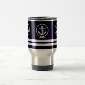 Elegant Nautical Anchor and Stripe Pattern Reisbeker (Center)