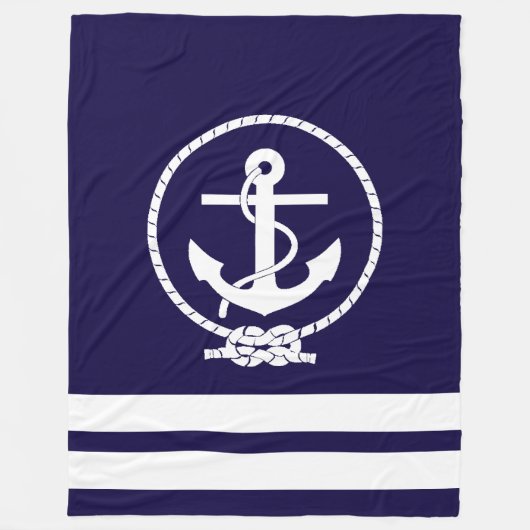Elegant Nautical Anchor and Stripes Pattern Fleece Deken (Voorkant)
