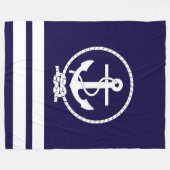 Elegant Nautical Anchor and Stripes Pattern Fleece Deken (Voorkant (Horizontaal))