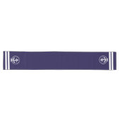Elegant Nautical Anchor and Stripes Pattern Lange Tafelloper (Horizontaal)