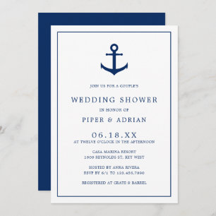 Elegant Nautical Anchor Couples Wedding Shower Kaart