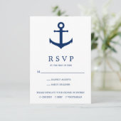 Elegant Nautical Anchor Meal Choice Weddenschap RSVP Kaartje (Staand voorkant)