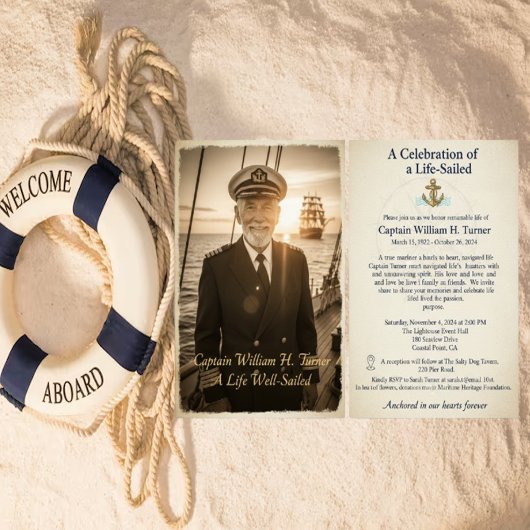 Elegant Nautical Anchor Memorial Template Kaart
