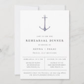Elegant Nautical Anchor Rehearsal Dinner Aankondiging (Voorkant)
