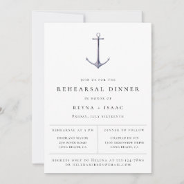 Elegant Nautical Anchor Rehearsal Dinner Aankondiging