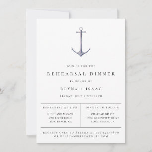 Elegant Nautical Anchor Rehearsal Dinner Aankondiging