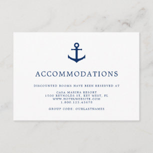 Elegant Nautical Anchor Wedding Accommodations Informatiekaartje
