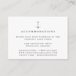 Elegant Nautical Anchor Wedding Accommodations Informatiekaartje