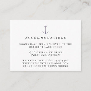 Elegant Nautical Anchor Wedding Accommodations Informatiekaartje