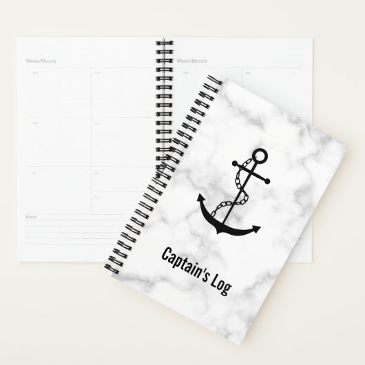 Elegant Nautical Anchor White marmer Planner (Display)