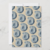Elegant Nautical Beach Blue Seashell Weddenschap Kaart (Achterkant)