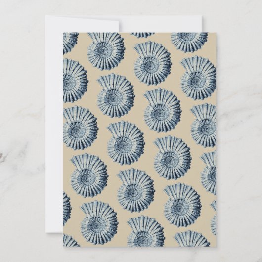Elegant Nautical Beach Blue Seashell Weddenschap Kaart (Achterkant)