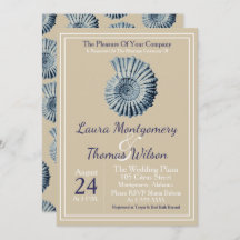 Elegant Nautical Beach Blue Seashell Weddenschap