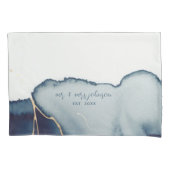 Elegant Nautical Beach Navy Blue Mr. Mrs. Wedding Kussensloop (Voorkant)