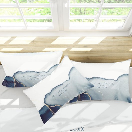 Elegant Nautical Beach Navy Blue Mr. Mrs. Wedding Kussensloop