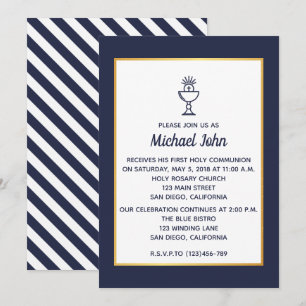 Elegant Nautical Blue Faux Gold First Community Kaart