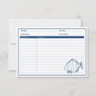 Elegant Nautical Blue Fish - Seafood Recipe Kaart