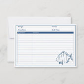 Elegant Nautical Blue Fish - Seafood Recipe Kaart (Voorkant)