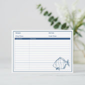 Elegant Nautical Blue Fish - Seafood Recipe Kaart (Staand voorkant)