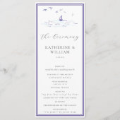 Elegant Nautical Boat Waves Navy Lijst Weddenschap Programmakaart (Voorkant)