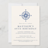 Elegant Nautical Compass Adult Birthday Party  Kaart (Voorkant)