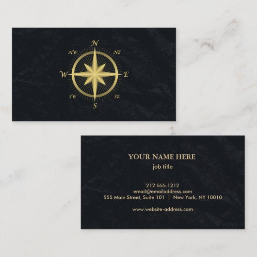 Elegant Nautical Compass Visitekaartje (Voorkant / Achterkant)