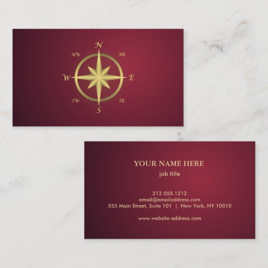 Elegant Nautical Compass Visitekaartje (Voorkant / Achterkant)