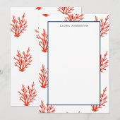 Elegant Nautical Coral Reef flat Note Kaart (Voorkant / Achterkant)