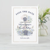 Elegant Nautical Floral Anchor Navy Blue Champagne Save The Date (Staand voorkant)