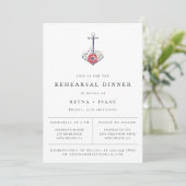 Elegant Nautical Floral Anchor Rehearsal Dinner Aankondiging (Staand voorkant)