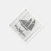 Elegant Nautical Grey Sailboat & White Faux Wood Servetten (Hoek)