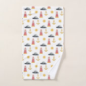Elegant Nautical Icons on White Bad Handdoek (Handdoek)