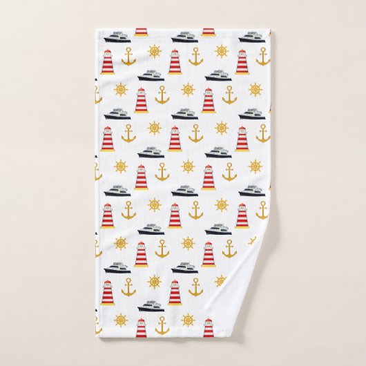 Elegant Nautical Icons on White Bad Handdoek (Handdoek)