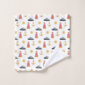 Elegant Nautical Icons on White Bad Handdoek (Wasdoekje)