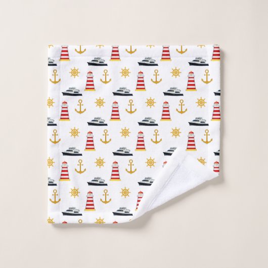 Elegant Nautical Icons on White Bad Handdoek (Wasdoekje)