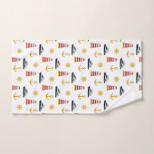 Elegant Nautical Icons on White Bad Handdoek (Handdoek)