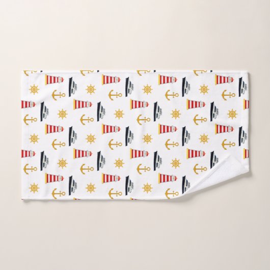 Elegant Nautical Icons on White Bad Handdoek (Handdoek)