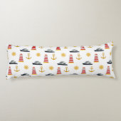 Elegant Nautical Icons on White Lichaamskussen (Achterkant)