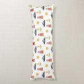 Elegant Nautical Icons on White Lichaamskussen (Achterkant (Verticaal))