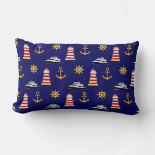 Elegant Nautical Icons op Navy Blue Kussen