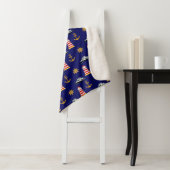 Elegant Nautical Icons op Navy Blue Sherpa Blanket Deken (In situ)