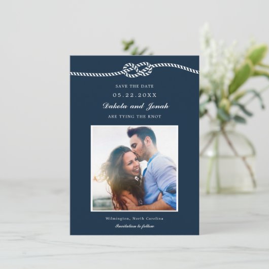 Elegant Nautical Knot Save the Date (Staand voorkant)