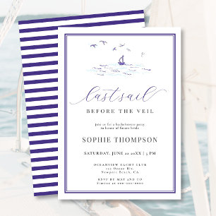 Elegant Nautical Last Sail Boat Bachelorette Kaart