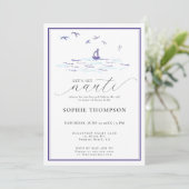 Elegant Nautical Lijst Boat Bachelorette Party Kaart (Staand voorkant)