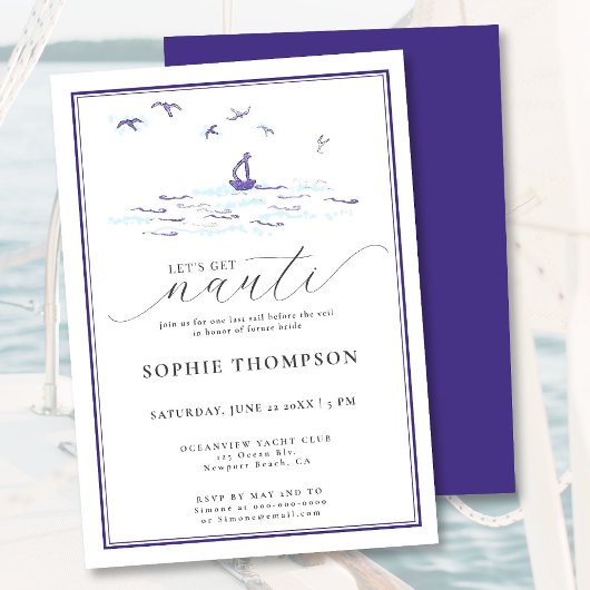Elegant Nautical Lijst Boat Bachelorette Party Kaart