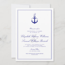 Elegant Nautical Monogram Rehearsal Dinner Invite Kaart