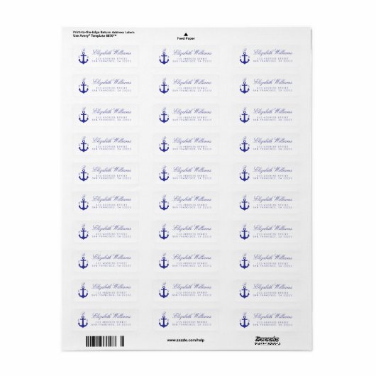 Elegant Nautical Monogram Return Address Labels (Full Sheet)