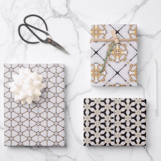 Elegant Nautical Navy and White Wrapping Paper Set (Voorkant)
