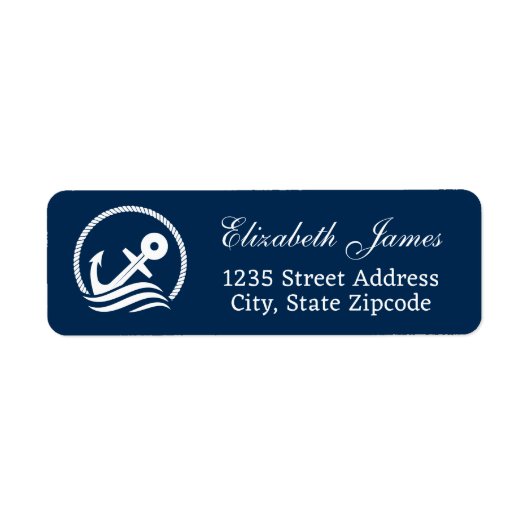 Elegant Nautical Navy Anker Bruiloft Etiket (Voorkant)