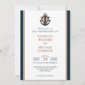 Elegant Nautical Navy Anker Bruiloft Kaart (Voorkant)